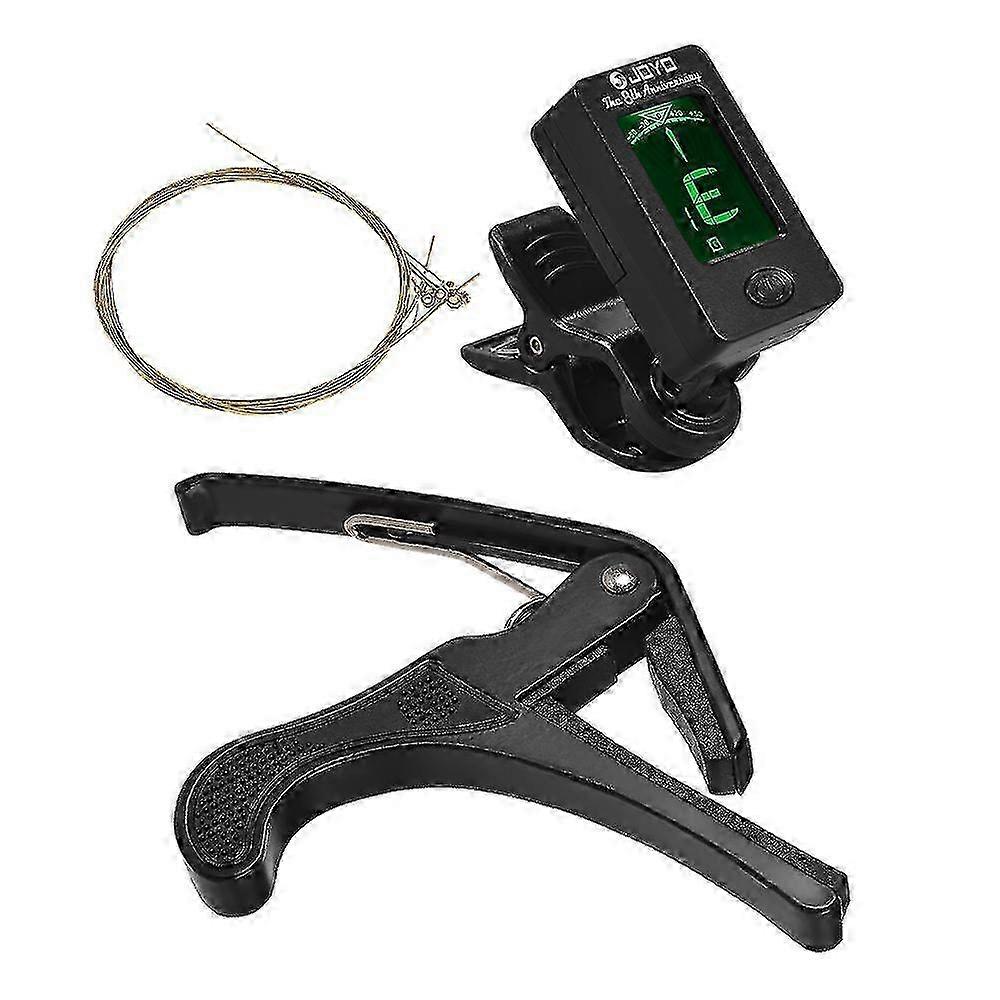 Guitar Tool Kit with Digital Tuner, Capo, and Strings Set for Beginners - Stringed Instrument Accessories