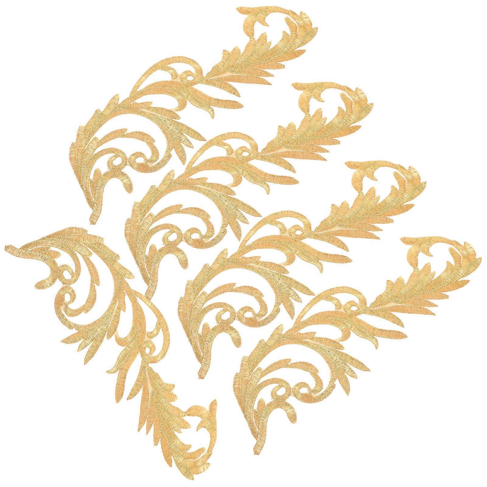 Wear Resistant Costume Patches Decorative Ethnic Style Patches Multi Function Clothes Patches Golden 22x8cm Iron On 5 Pairs