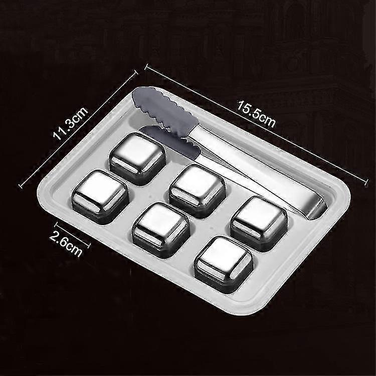 6pcs Metal Ice Cube Wine Chillers, Reusable Beverage Chilling Stones for Scotch and Bourbon