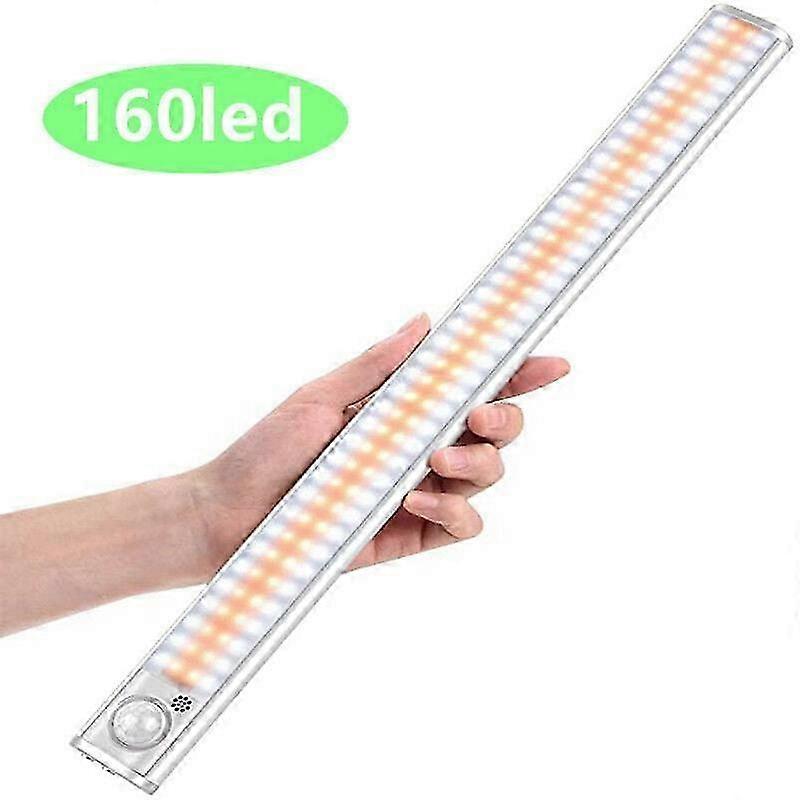 寝室用キャビネットライト下160 LEDモーションセンサー、USB充電式ランプ[エネルギークラスA + ++]