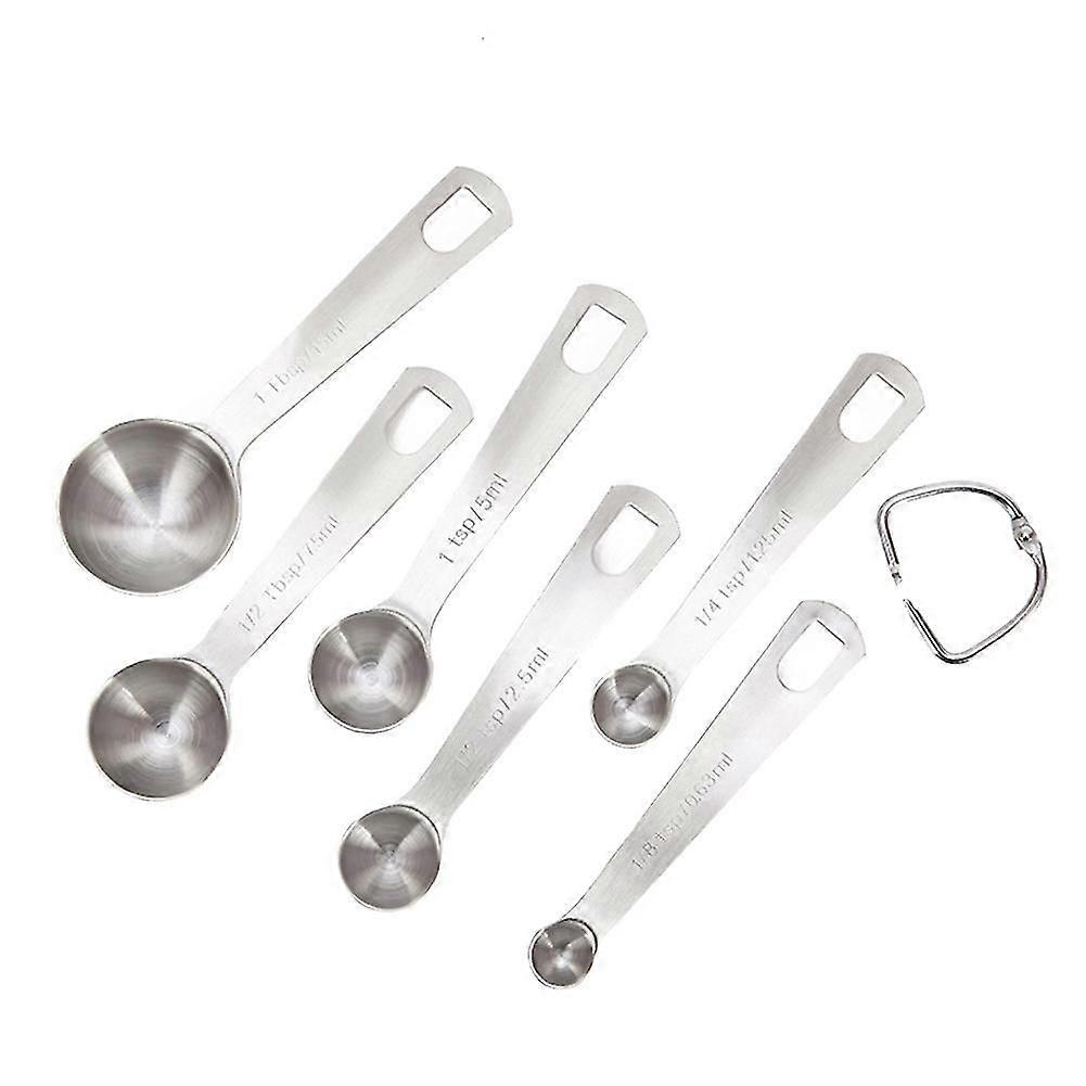 6pcs Stainless Steel Measuring Spoons Set Measure Baking Coffee Kitchen Tool