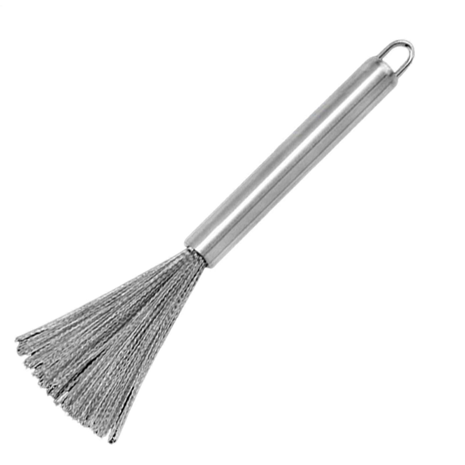 Stainless Steel Pot Scrubber with Long Soft Grip Handle for Deep Cleaning Pans and Cookware Sink