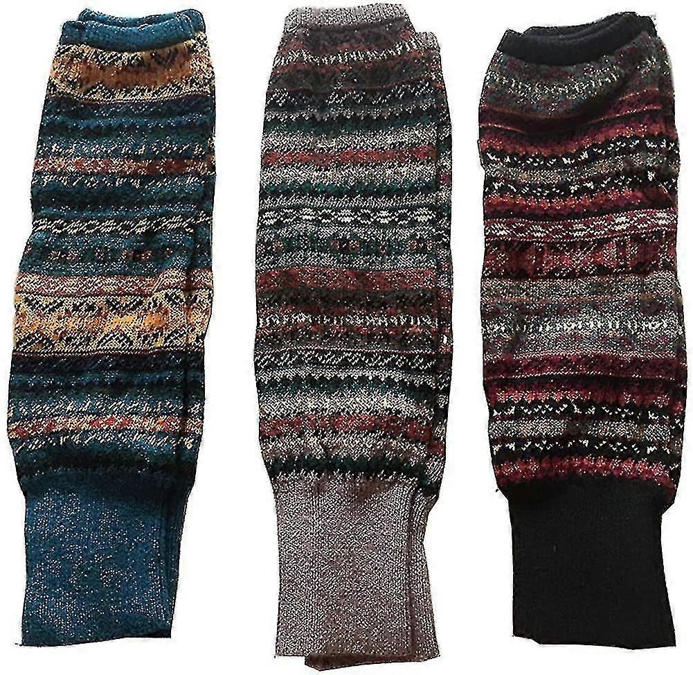 Damen Set von 3 Wollstrick Beinlinge Boot Warmer
