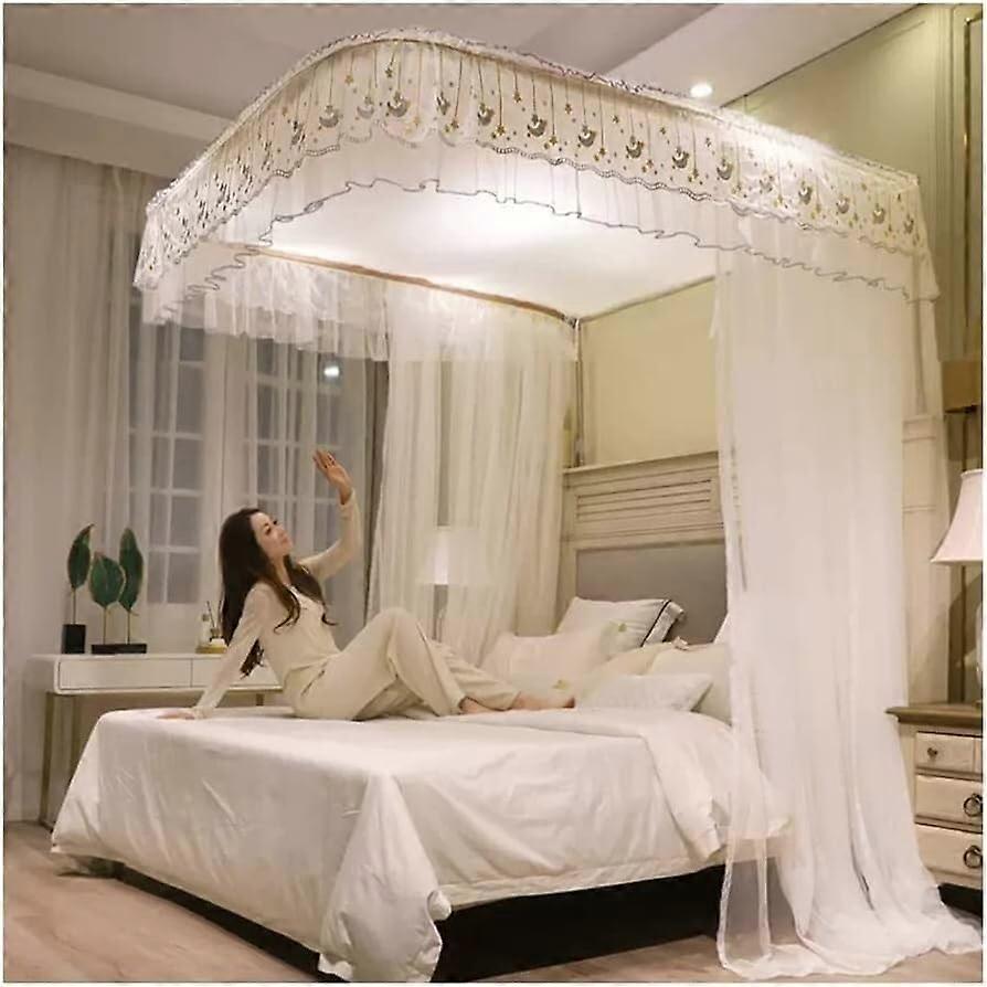 Bed Canopy Mosquito Net For Single And Double Beds With U-Shaped Bracket 180x200cm White