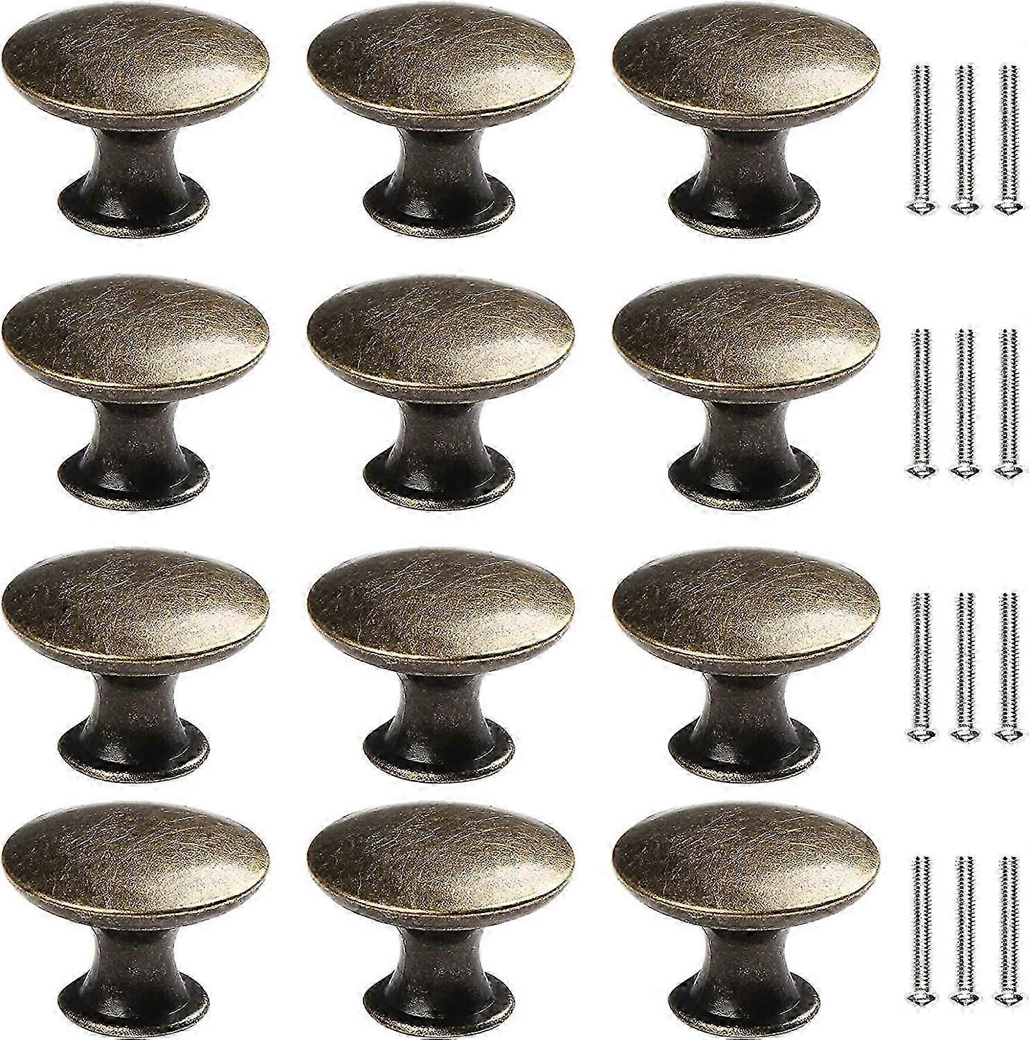 12 Pcs Round Cabinet Knobs Vintage Drawer Knobs Brass Cabinet Pulls Door Knobs for Closet Kitchen Be