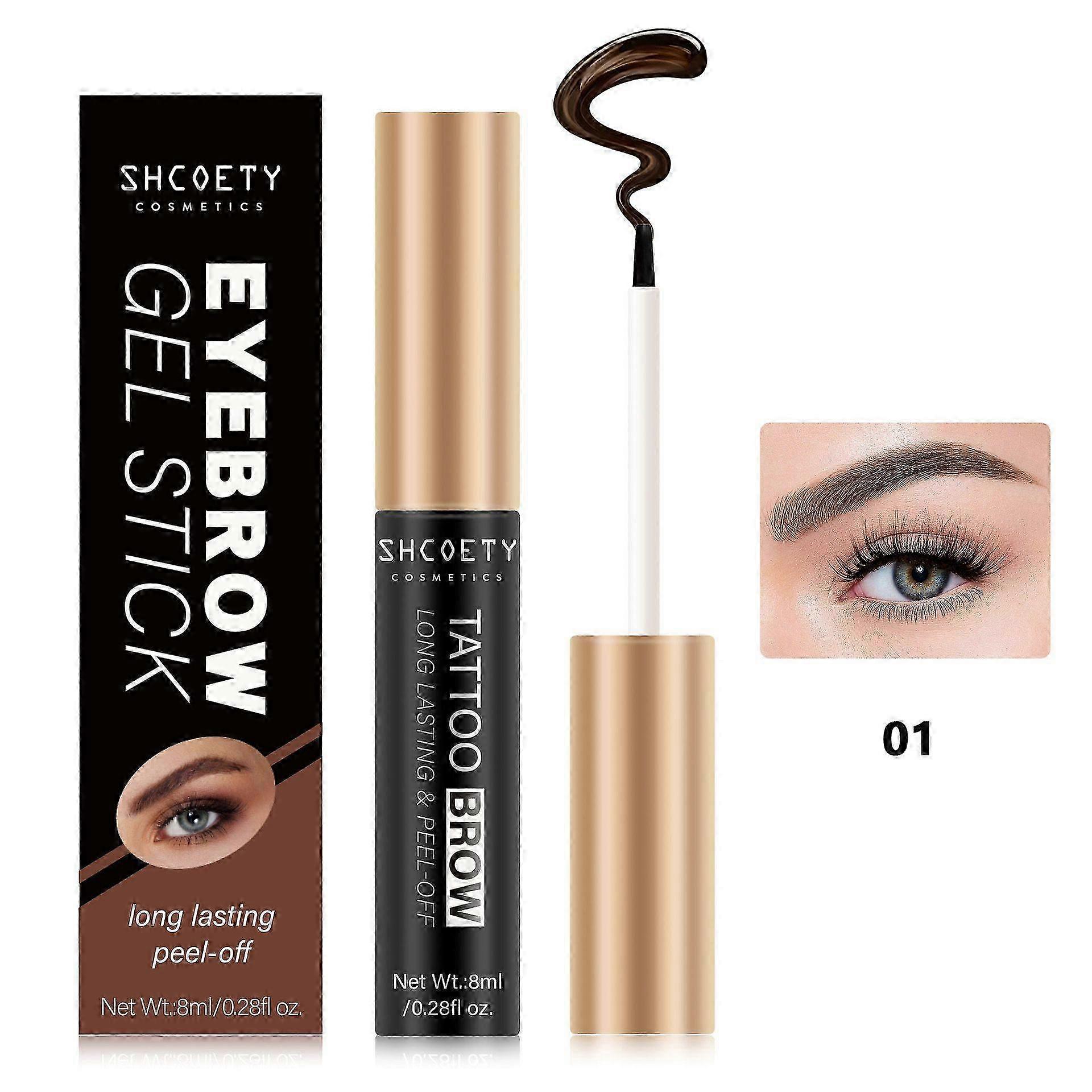 Peel Off Eyebrow Gel, Natural Color Eye Gel Long-Lasting Waterproof Eyebrow Tattoo Makeup, Easy Peel Off Brow Makeup - Up To 3 Days