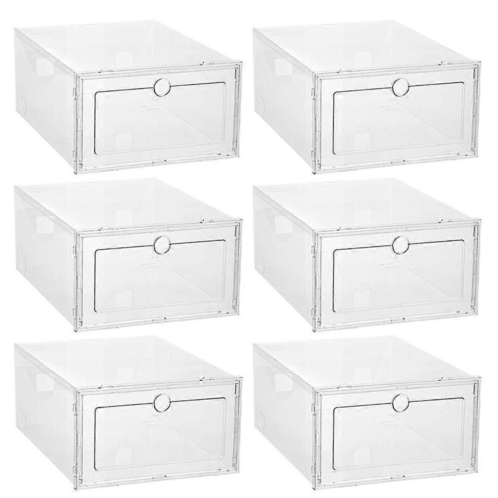 Transparent Plastic Shoe Storage Boxes with Round Holes Easy to Clean and View 6 Pieces