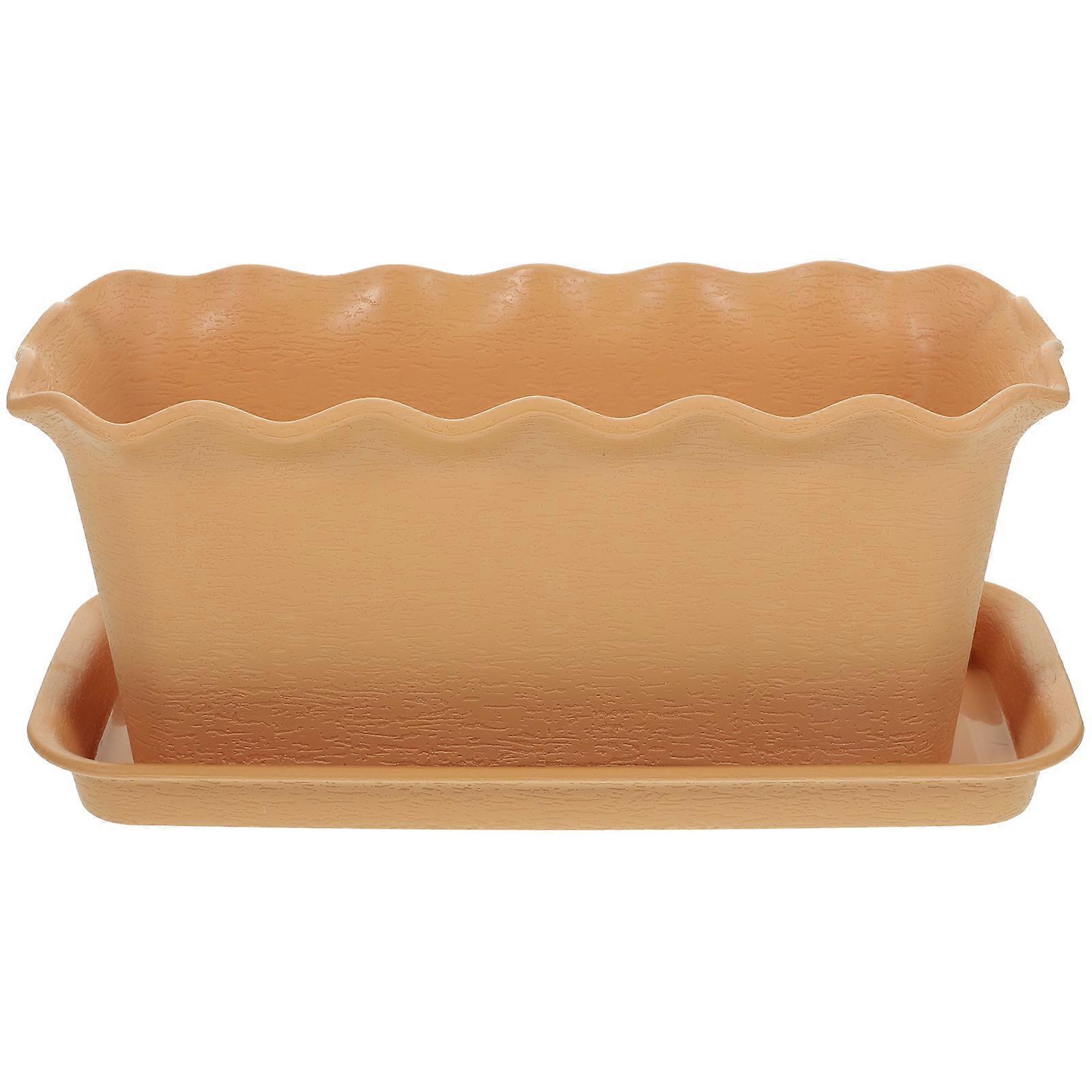 Durable Windowsill Vegetable Growing Pot with Saucer – Versatile Oblong Planter Box for Succulents, Herbs, and Flowers