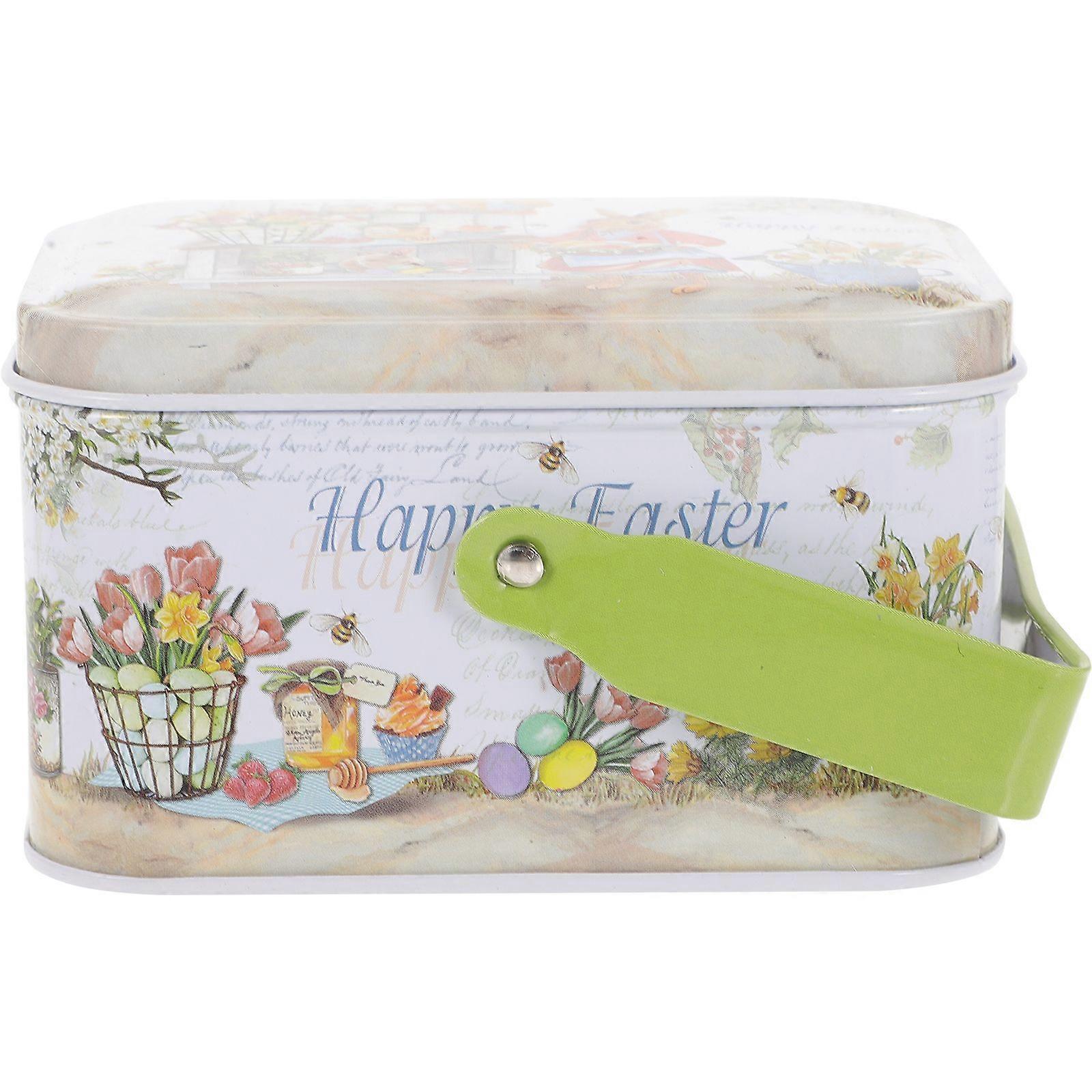 1pc Portable Candy Packing Box Easter Candy Box Tinplate Biscuit Container