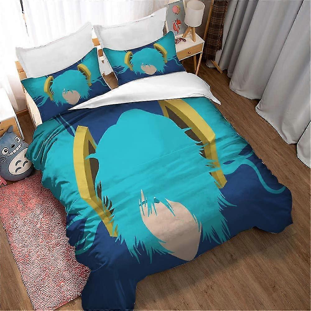 Bedding Microfiber 3 Pieces - Duvet Cover Set with Cyan Theme Printing, Soft Fluffy Duvet Covers with Zipper