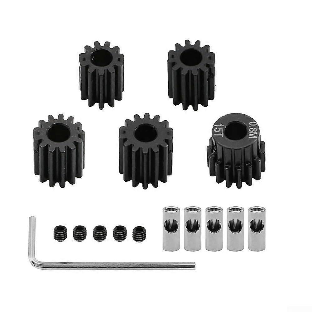 RC Car Gear Set with Five Steel Teeth Engines, 0.8 Module, Includes Shaft Converters and Tools (11T-15T)