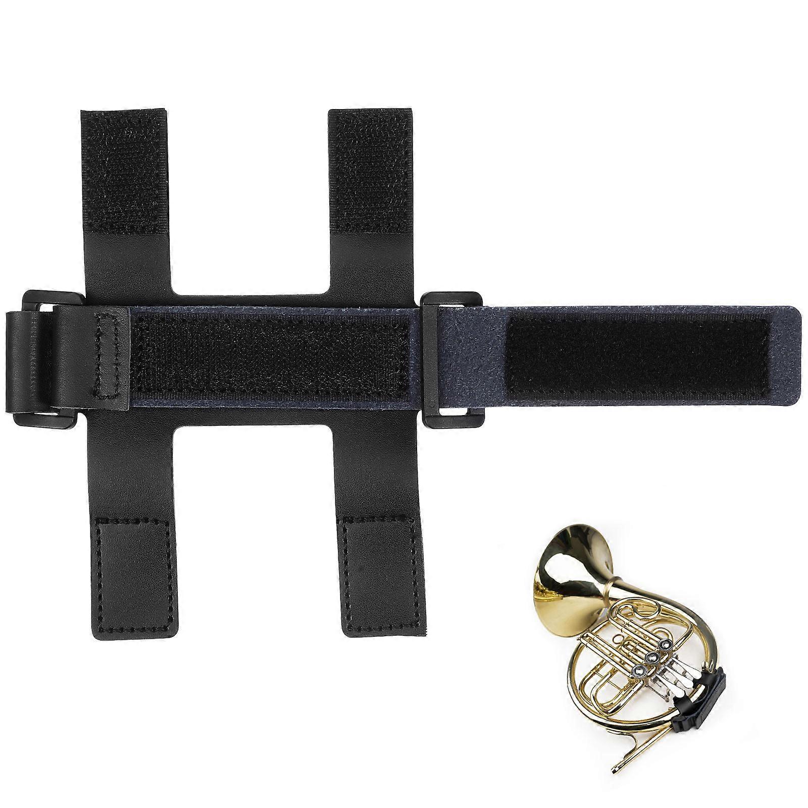 Performance French Horn Anti Slide Hand Grip Secure Hold Black Leather Strap 14.50X5.30X2.30CM 1Set