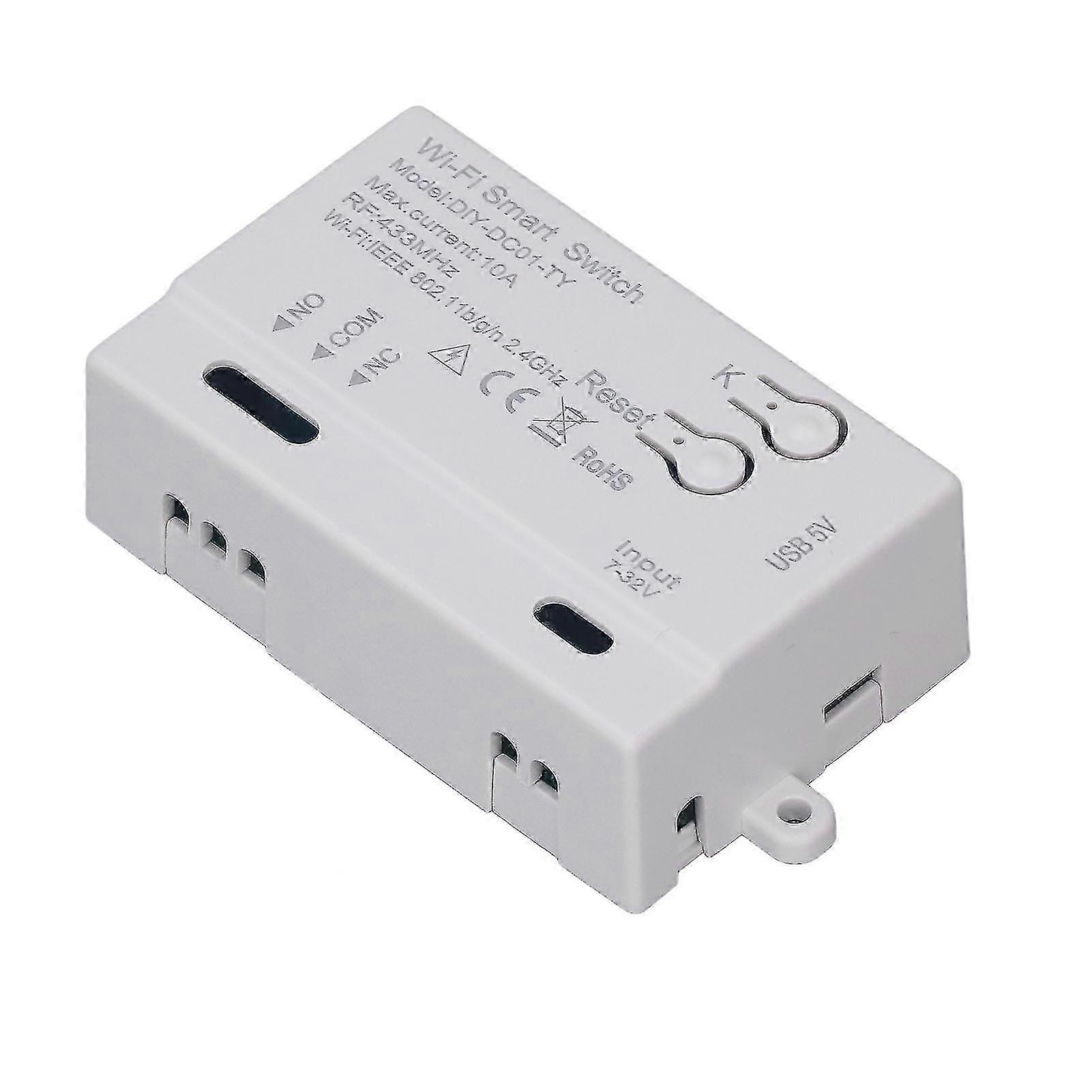 WiFi Relay Switch Module with Voice Control & APP Remote - 1CH Wireless 7-32V USB 5V Activation for Smart Home Automation