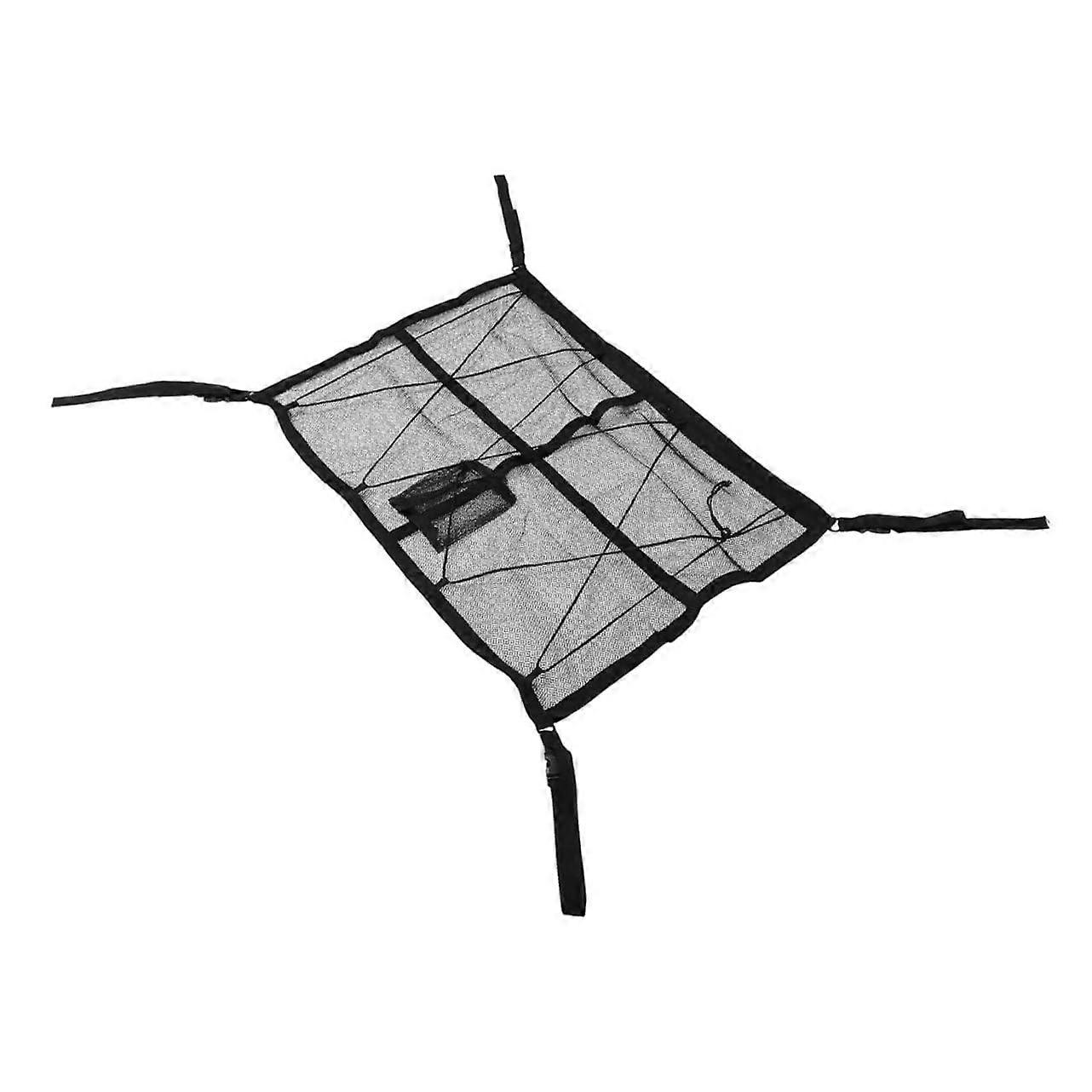 Adjustable Ceiling Storage Net Organizer with Tissue Box Holder, DoubleLayer Net for SUV and Truck Roof Storage Net for Keeping Things Tidy