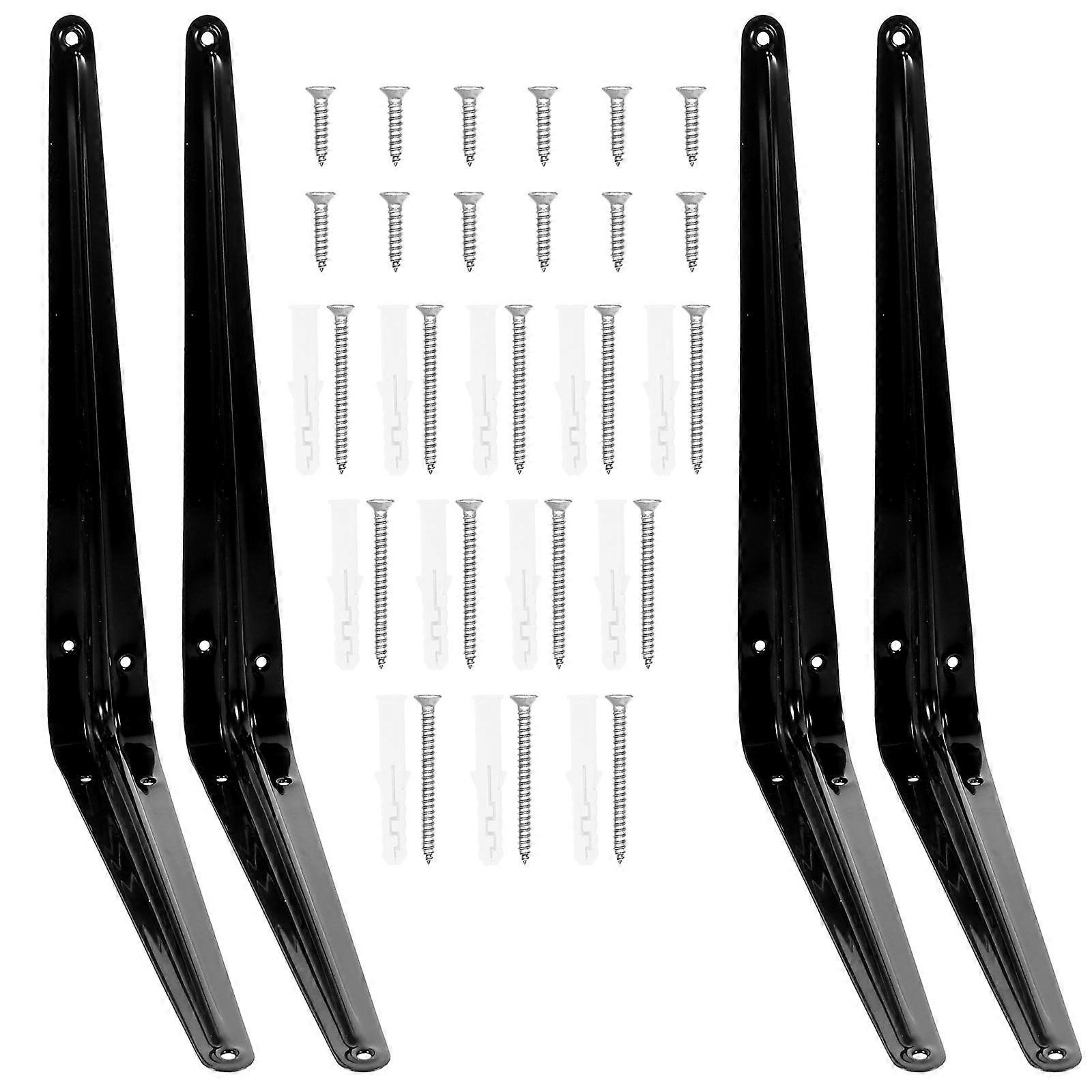 Heavy Duty Floating Shelf Bracket L Shape Wall Mounted Shelves Parts 4Sets
