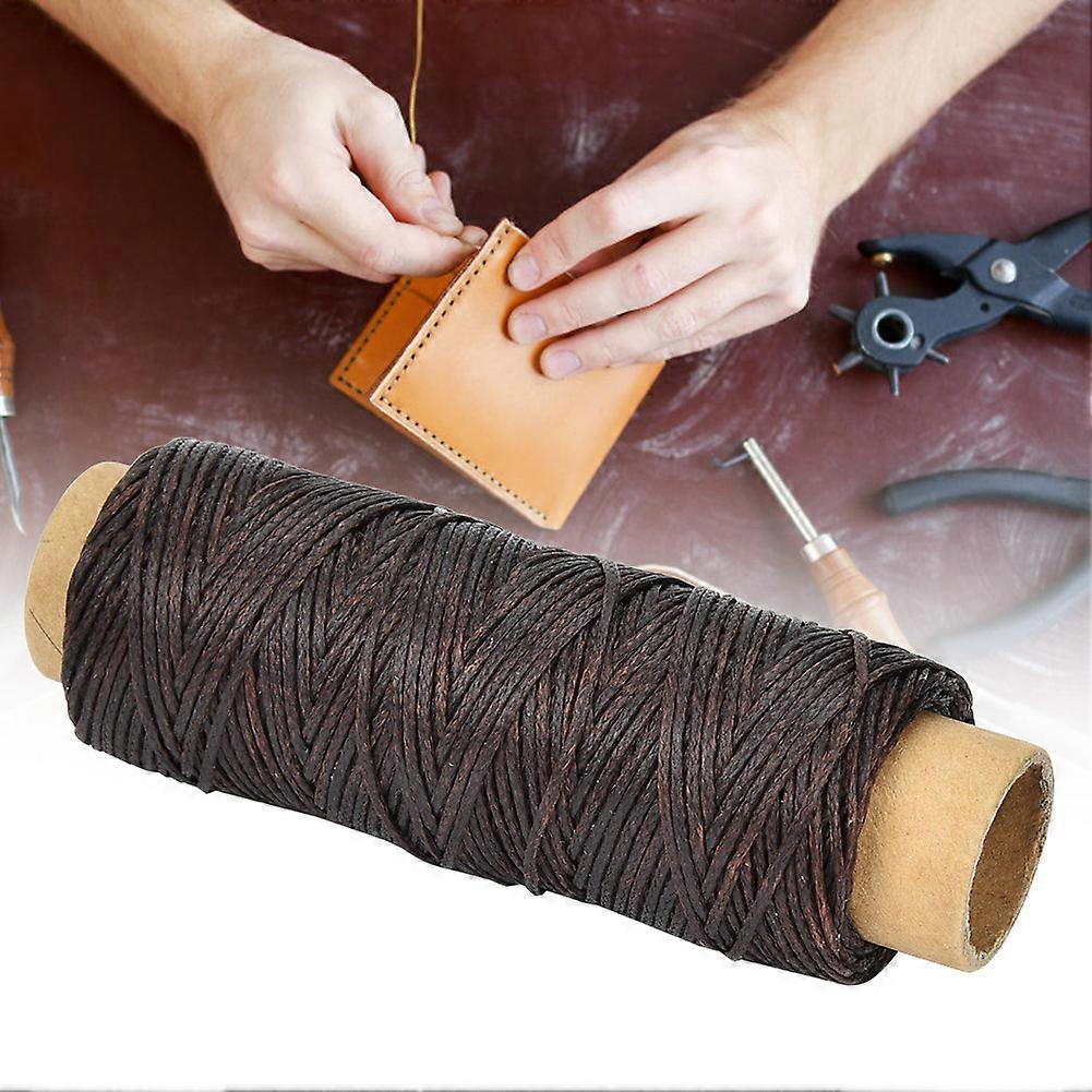 50 Meters/Roll 150D/16 Leather Craft Flat Sewing Thread Hand Stitching Waxed Thread(Deep Brown)