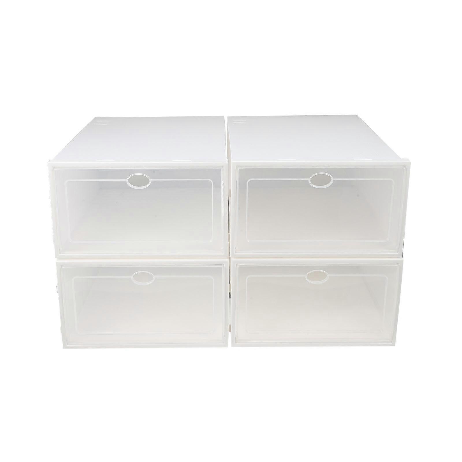 4pcs Transparent Plastic Shoe Storage Boxes Dustproof Shoe Organizers for Home Use Convenient Design for Men's Footwear Keep Shoes Clean Organized