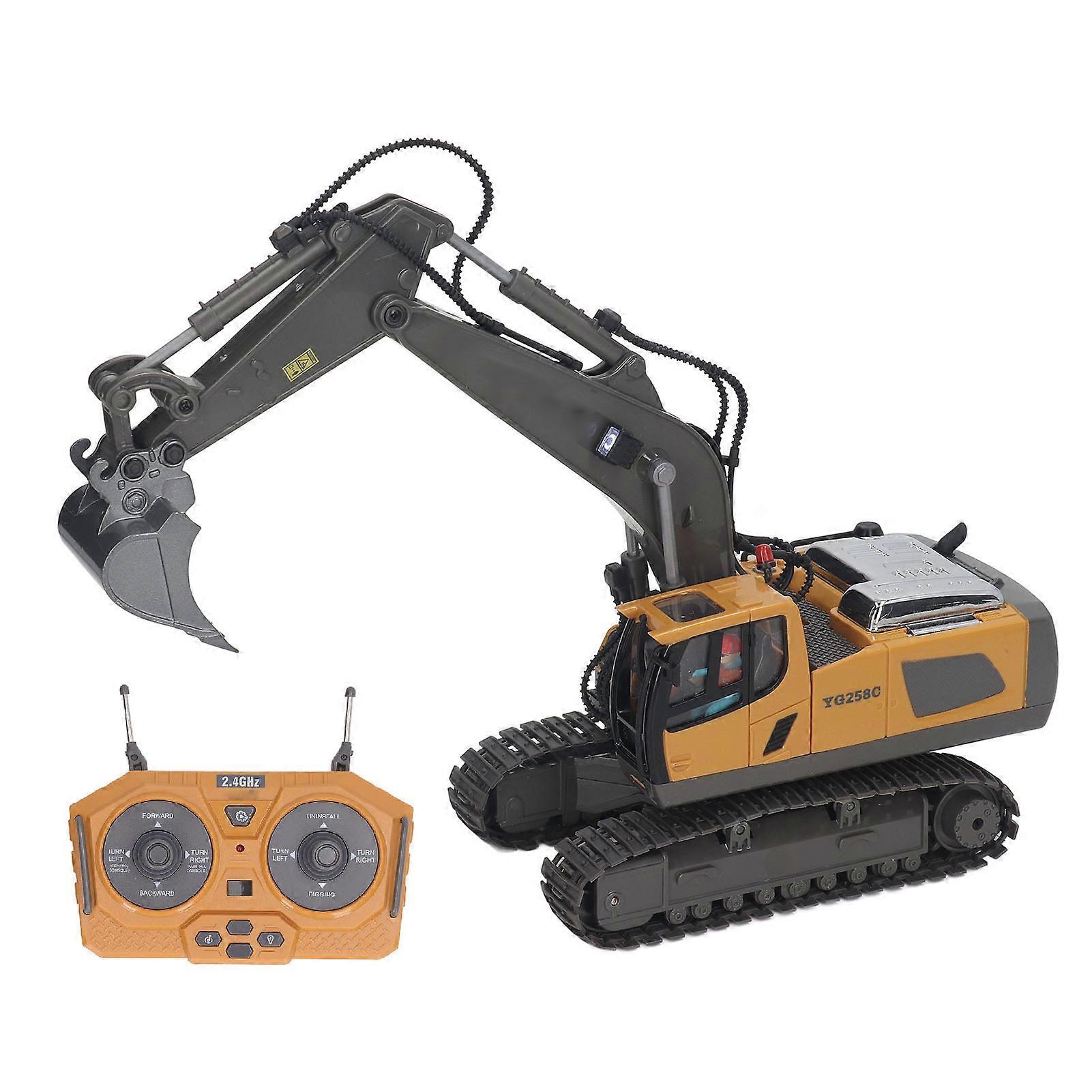2.4G RC Excavator Toy Rotatable Full Functional Lighting Music Alloy Construction Tractor 