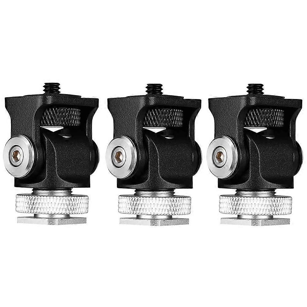 3X Mini Hot Shoe Mount Monitor Microphone Bracket with 1/4 Inch Screw for Camera Tripod Mount Compatibility