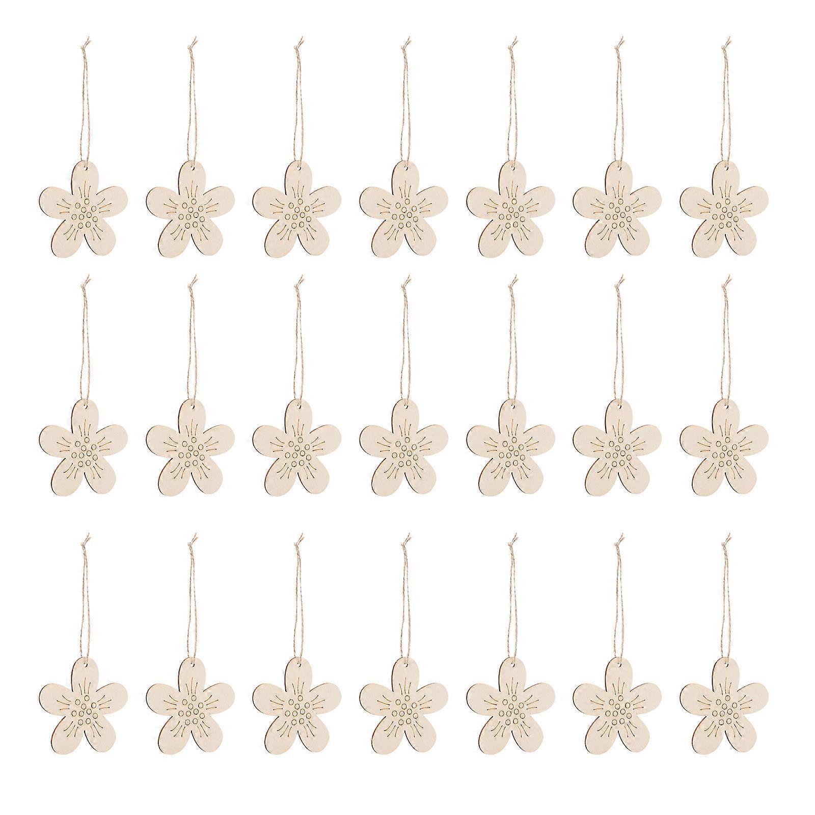 40pcs Flower Shaped DIY Wood Boards Unfinished Wooden Cutouts for Painting, Writing, Crafting & Party Decorations Durable