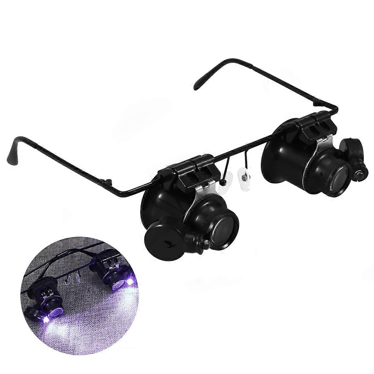20X Double Watch Repair Magnifier Glasses Loupe Lens Jeweler Watch Repair With LED Light