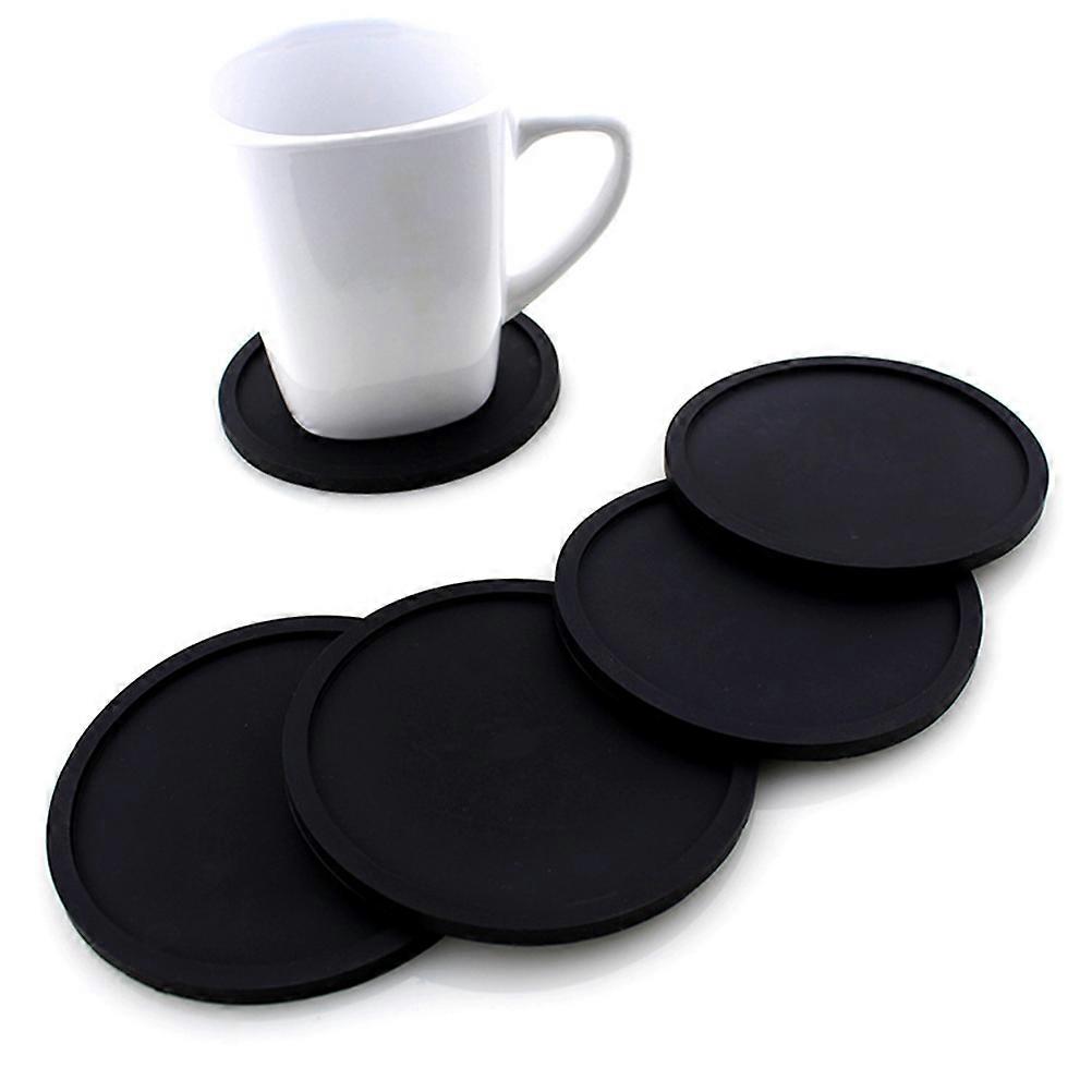 Silicone Drink Coaster Set of 8 Nonslip Cup Mats for Protecting Table Black Heat Resistant 40 to 230 Celsius