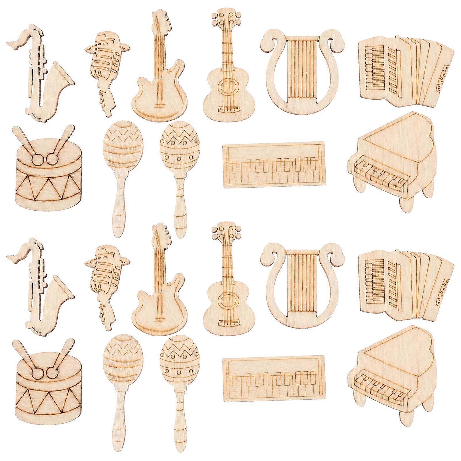 Wooden Musical Instrument Decorations – 100pcs Unfinished Craft Slices for Home Decor, Party Decoration, and DIY Crafting