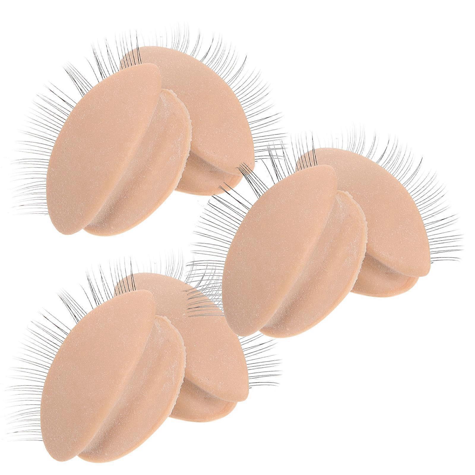 3 Pairs Realistic Removable Eyelids with Eyelashes on Mannequin Head for Lash Extension Practice