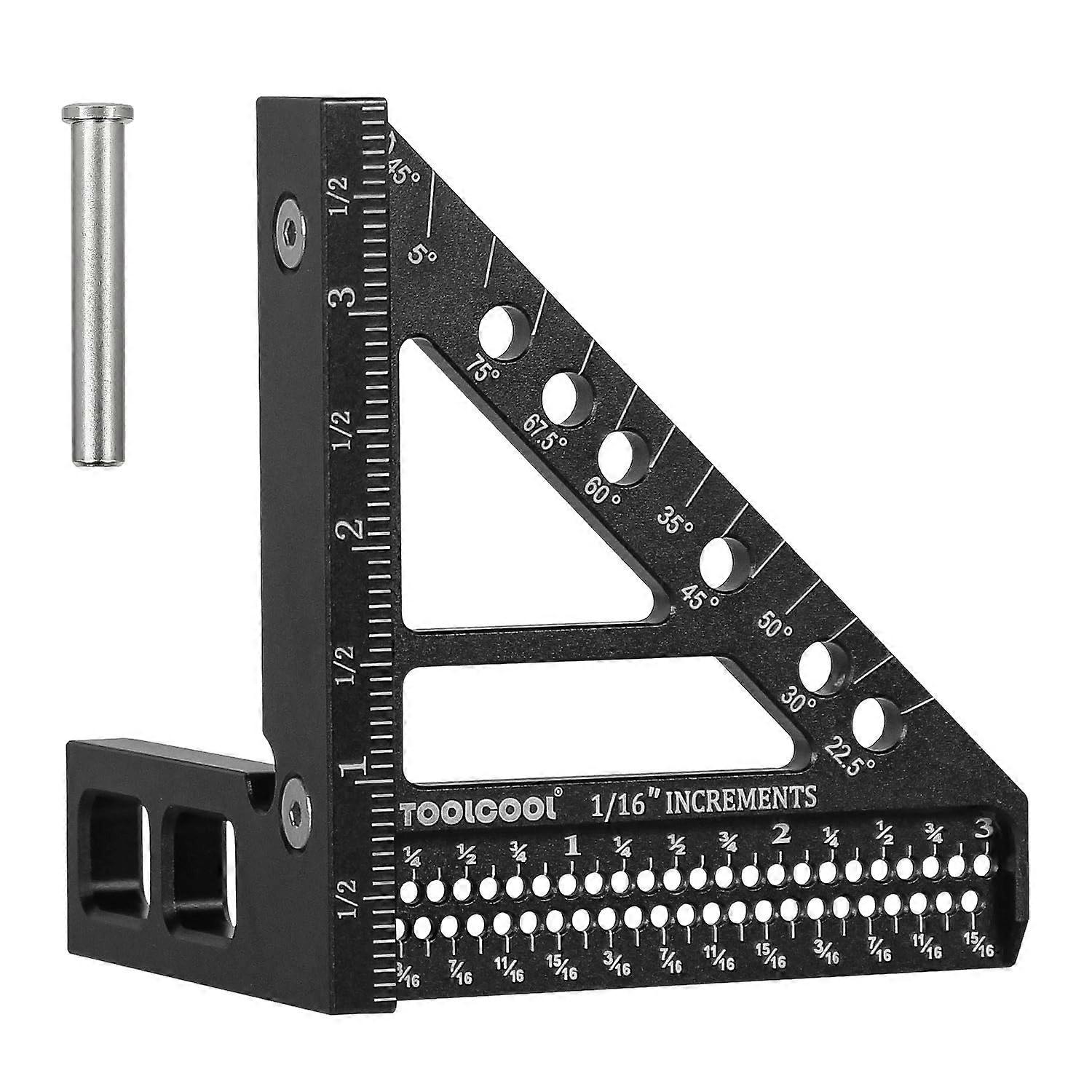 3D Multi-Angle Measuring Ruler Woodworking Square Protractor and Miter Triangle Ruler Aluminum Empire Hole Positioning