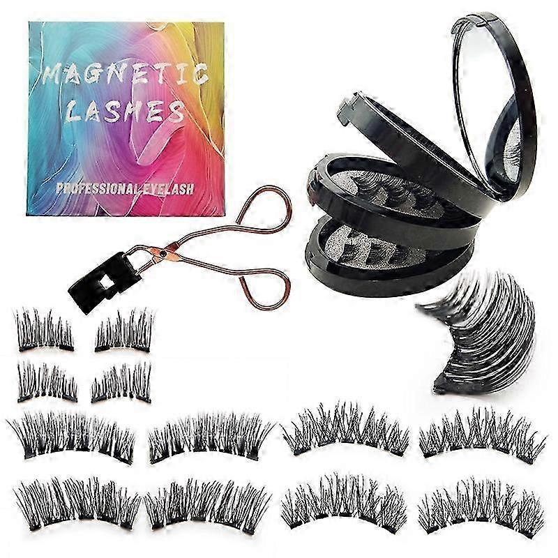 5 Magnetic 3-Layer Eyelashes with Applicator - Black