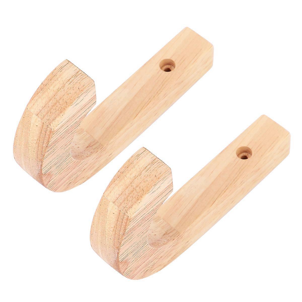 2pcs Creative Wooden Hanger Coat Hook Wall Mounted Hook Simple Hat Hanger Modern Clothes Hook with Expansion and Screw (Wood Color)