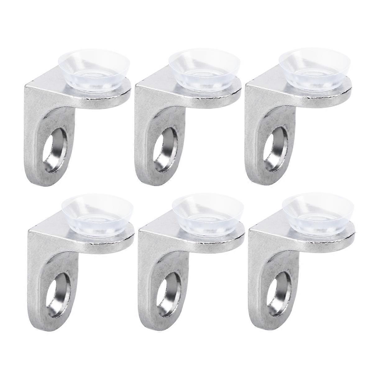 Sturdy Zinc Alloy and Plastic Shelf Brackets with Suction Cups for Glass Wood Shelves Silver 10 Pieces