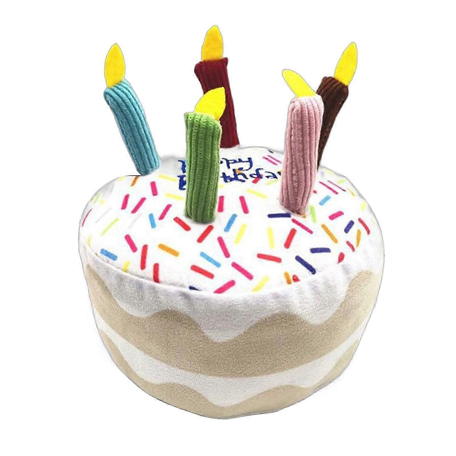 Dog Furry Cake Theme Cats Toy with Squeaky Sound for Cats Teething Chew Squeaking Plush for Dog Plush Cake