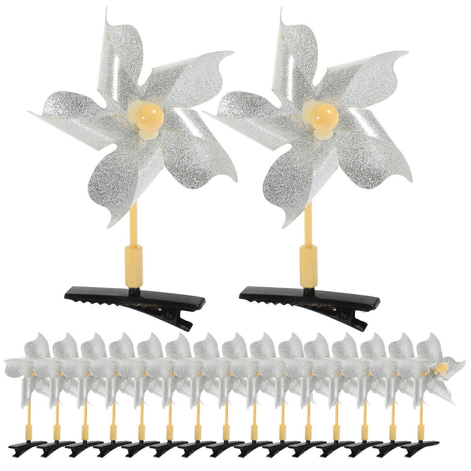Pinces à cheveux à paillettes pour les petites filles conçues en forme de moulin à vent avec fonctionnalité de rotation dans un ensemble de 24 pièces