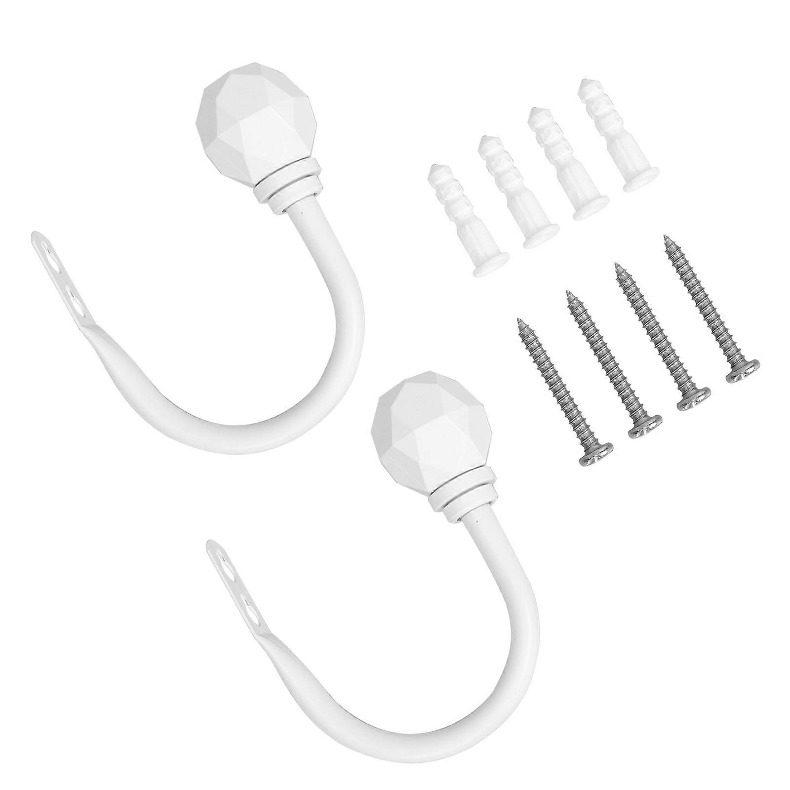 White Iron Curtain Hooks MultiFunctional Decorative Tiebacks for Home Use Set of 2