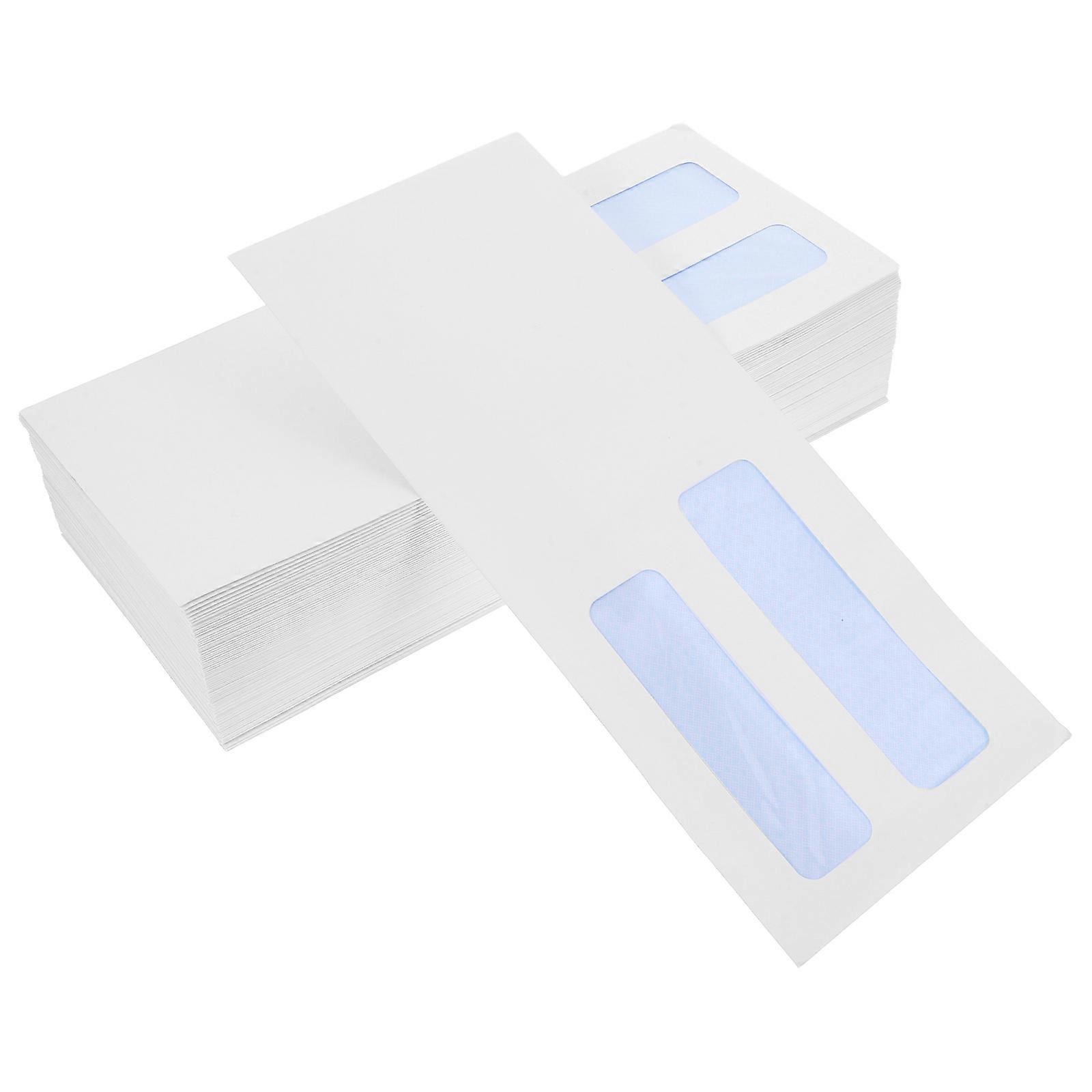 Elegant White Business Envelopes with Double Windows Self Seal for Professional Correspondence 100Pcs