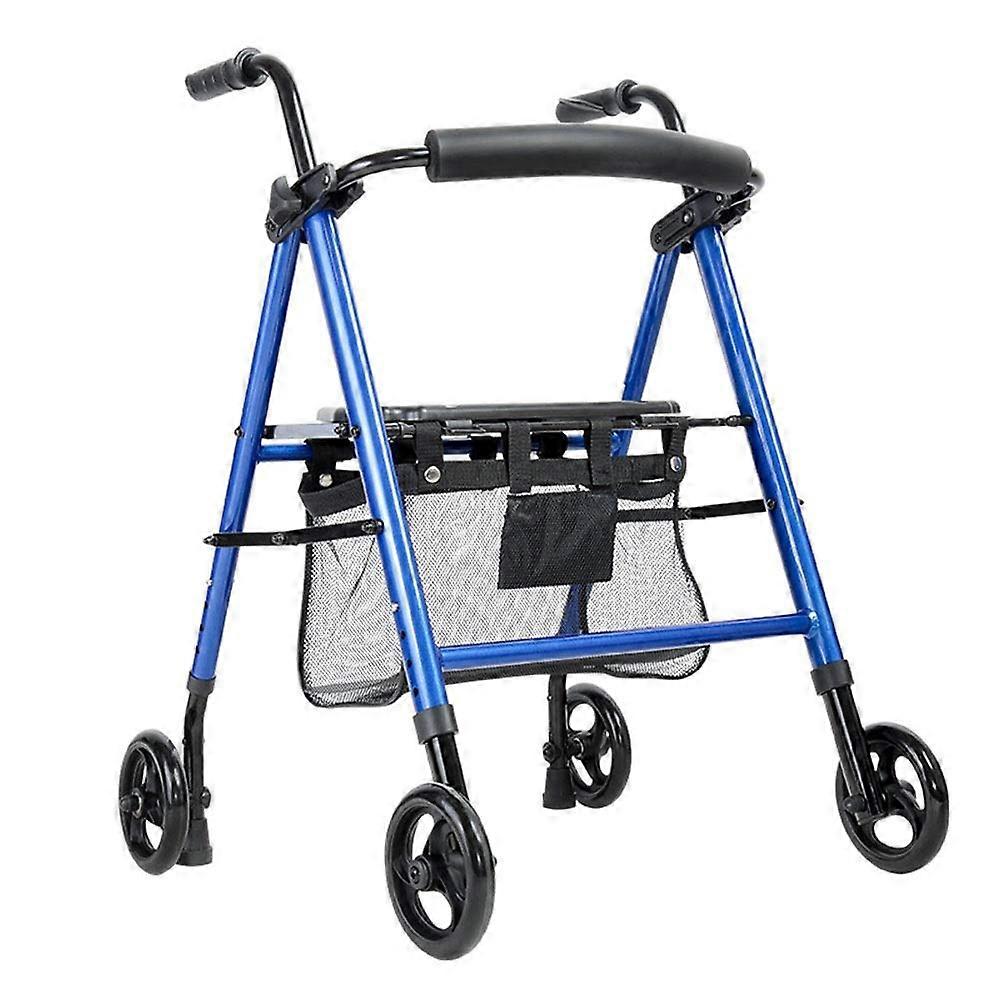 Rollator Walker for Seniors, Lightweight Foldable 4-Wheel Mobility Aid with Seat, Adjustable Height, Multi-Function Design
