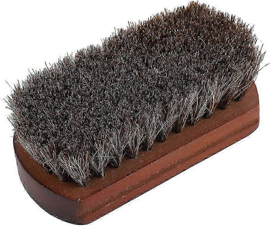 Shoes Brush, Pig Brush with Wood handle Ideal For Shoes,Handbags,Clothes Brown
