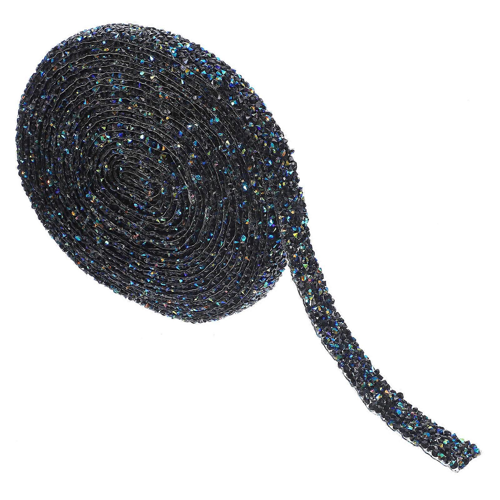 Crystal Resin Rhinestone Ribbon Self-Adhesive 1 Roll For Craft Decoration Black Non-Fading Supplies