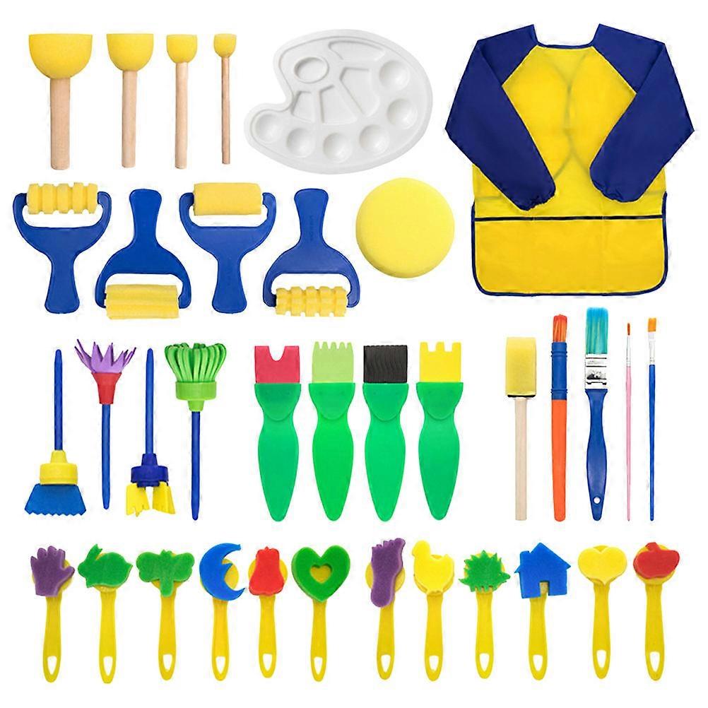 Kids Art Crafts Supplies 1 Set Of 36Pcs Sponge Paint Brushes Designed For Early Learning And DIY Projects Ensuring Safe And Washable Use
