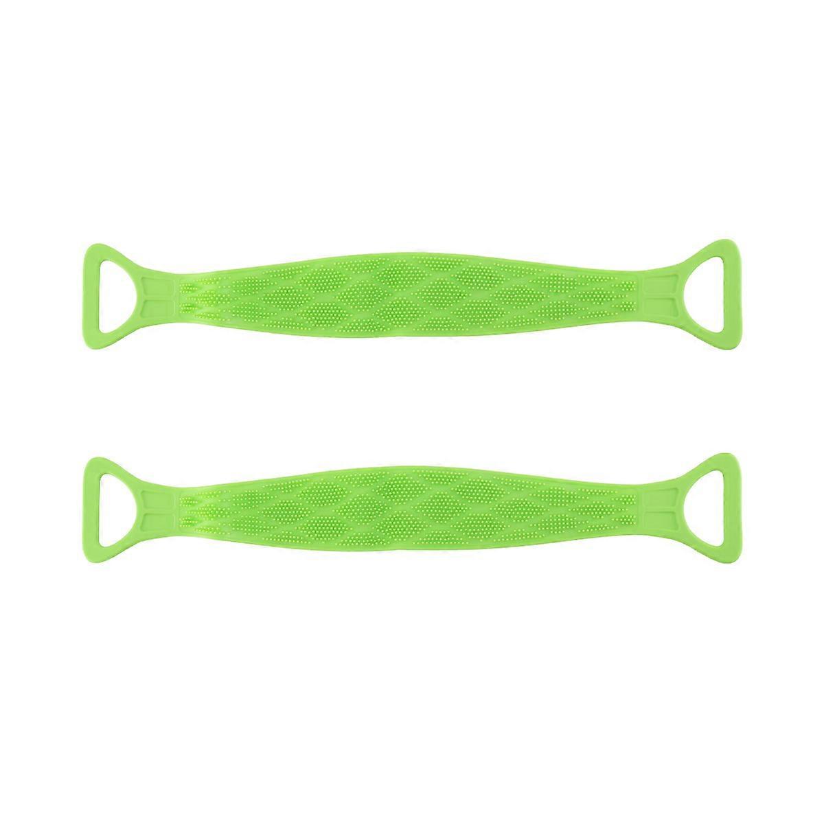 Silicone Back Rub Bath Towel with Long Straps for and Deep Cleaning Green