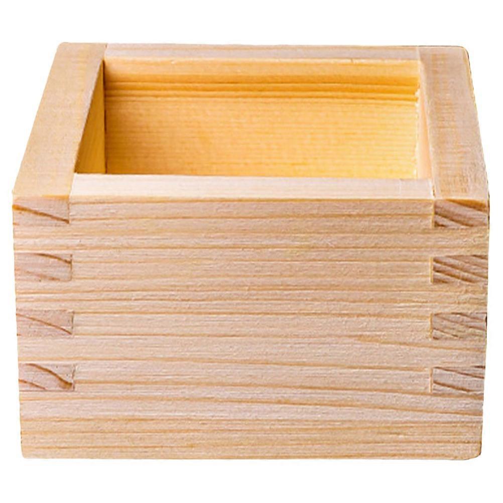 Square Natural Wood Sake Cup Storage Box Ideal For Housewarming And Dinner Parties 8X8CM 1Pcs