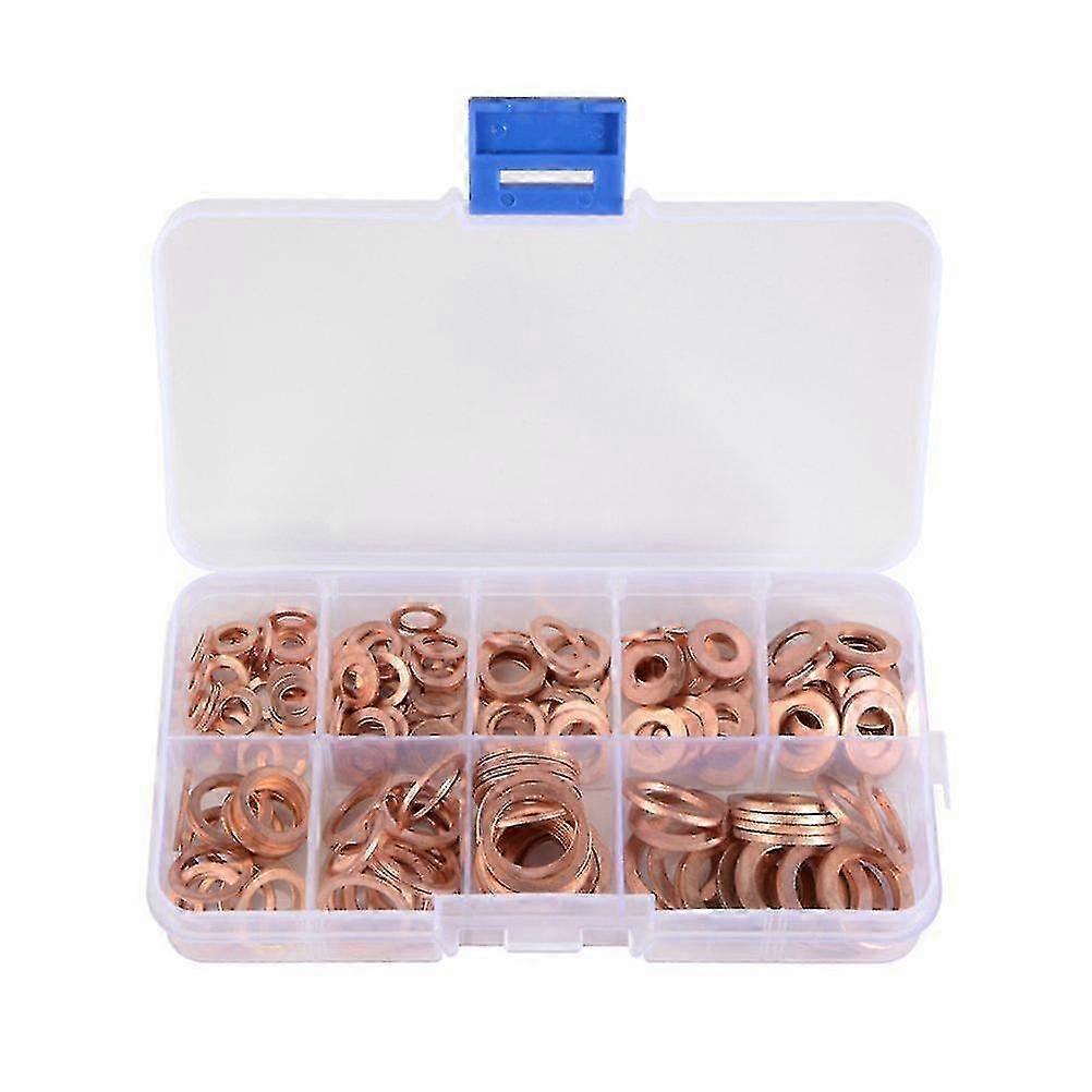 2025 200pcs Messing Dichtungen Sortiment Unterlegscheiben Dichtring Set mit Box für Zubehör