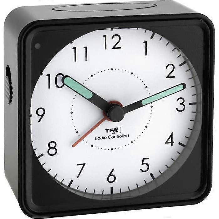 TFA Dostmann 60.1510.01 Radio-controlled Alarm Clock Black with Fluorescent Hands
