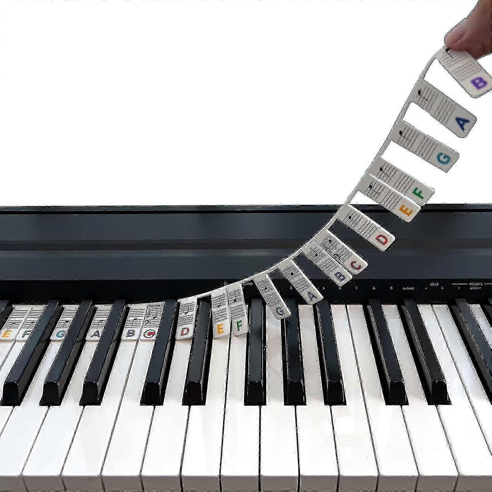 Silicone Piano Note Labels for Beginners - Removable 88-Key Keyboard Guide (No Stickers)