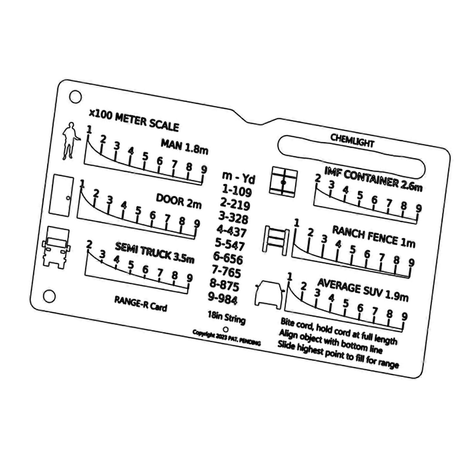 Range Finder Card - Portable Distance Measuring Ruler for Trucks, Ranches, Fences, and Doors, Pocket-Sized Tool