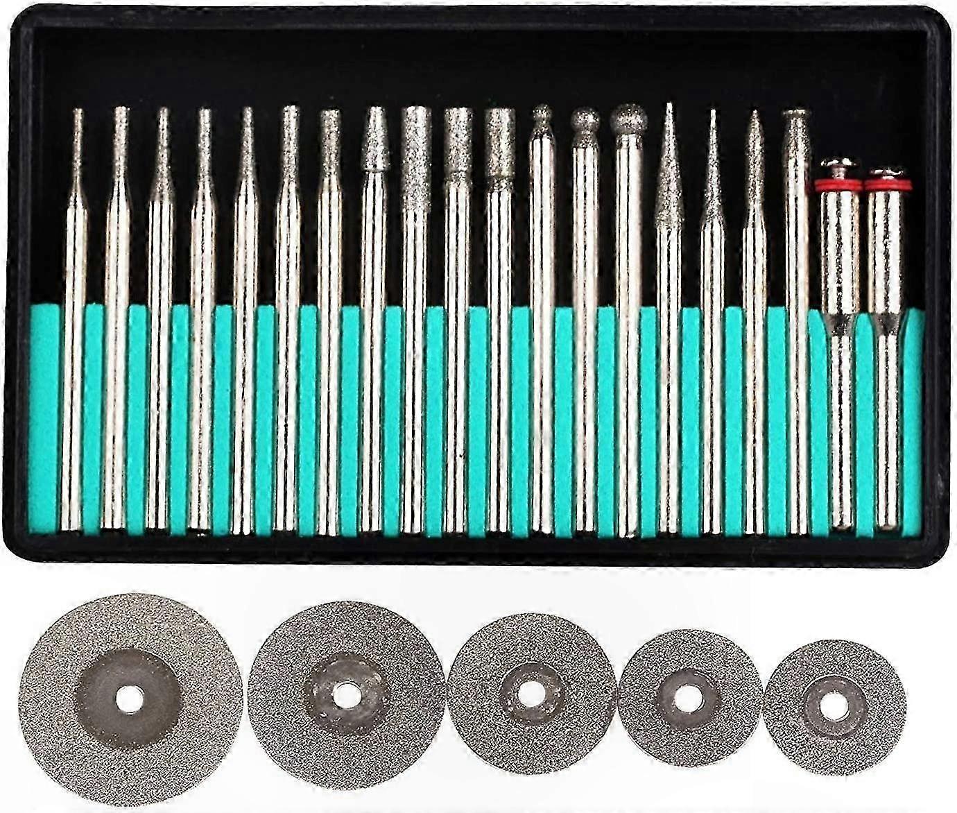 Assorted Diamond Cutting Discs and Burs Set for Multifunction Rotary Tools