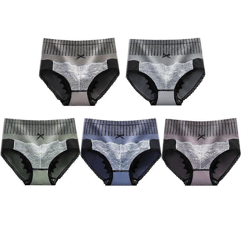 Assorted Color Women High Waist Underpants Postpartum Care Comfortable Fabric Elongate Figure Proportion 5Pcs