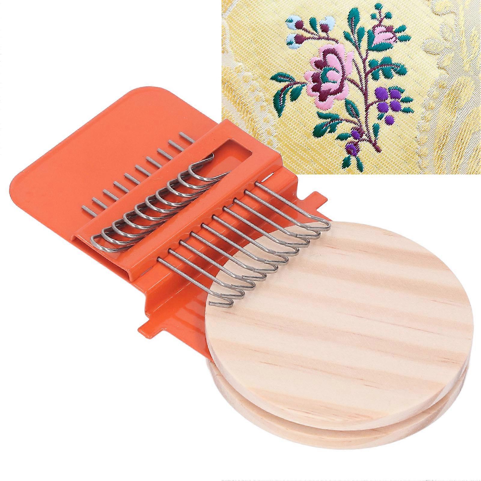 10 Hooks Mini Loom Machine 6.5cm Pine Wood Weaving Board Orange