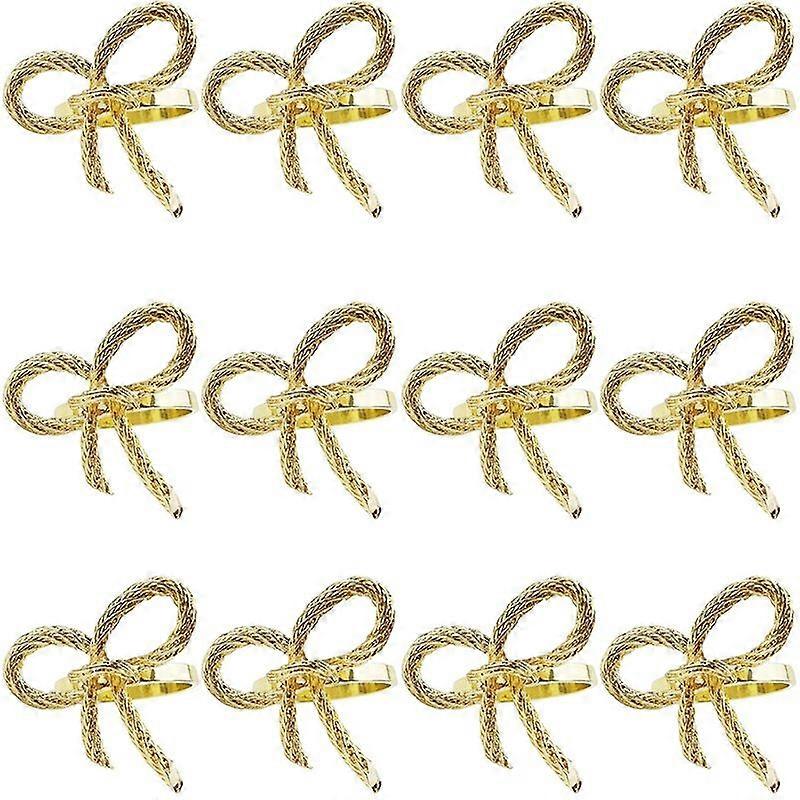 12 Pcs Simple Napkin Ring Butterfly Bow Tie Napkin Buckle Hotel Restaurant Mouth Cloth Ring Metal N